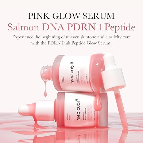medicube Salmon DNA PDRN Pink Peptide Serum, Pink glow serum, Peptide, Niacinamide, Hydrating & Moisturizing & Firming, Uneven Skin Tone, Korean Skincare | 1.01 fl.oz. (1.01 fl.oz., Salmon DNA PDRN), Korean Glass Skin